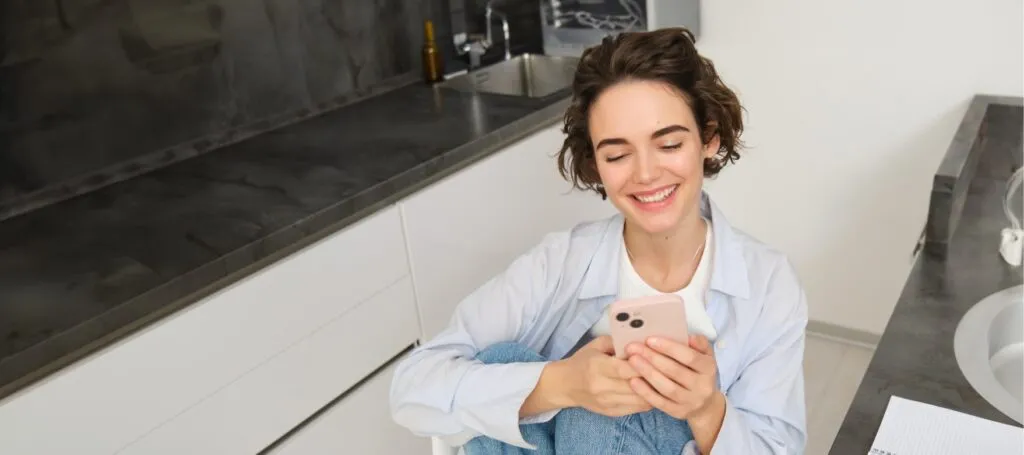 Woman looking at her phone