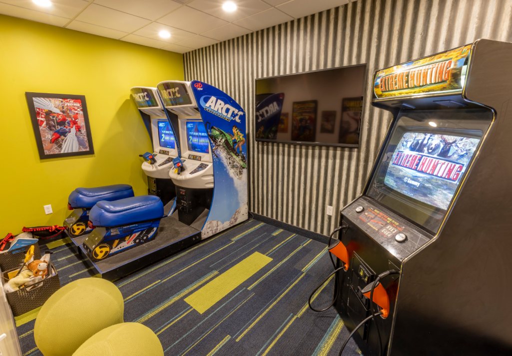 Arcade games in waiting room area